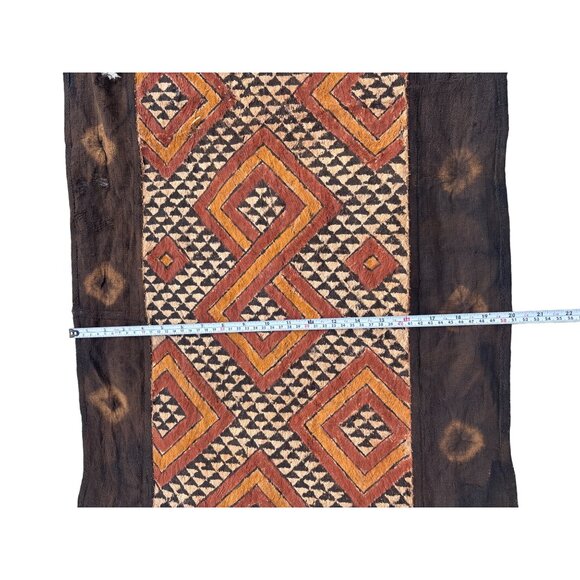 Vintage African Kuba Cloth Tapestry Wall Hanging With Geometric Patterns - Picture 9 of 16